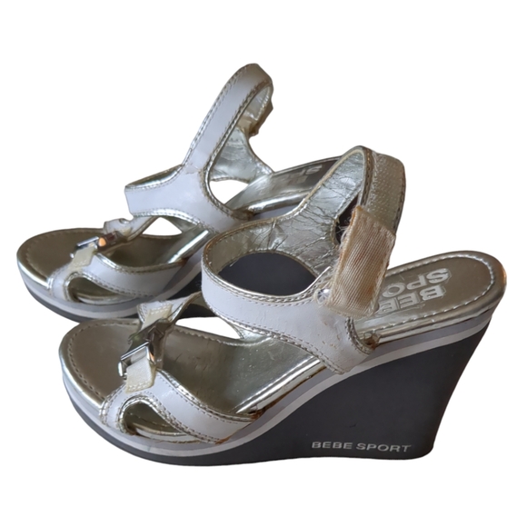 BEBE Sport White and Grey Platform Size 7 - Picture 6 of 13